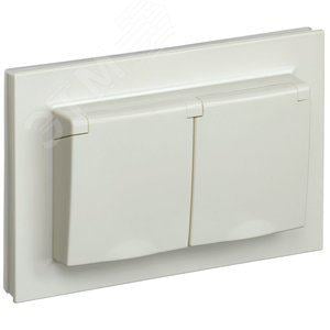 Розетка IEK BR-R26-16-44-K10-F 2-м СП BRITE РСбш12-3-44-БрКр 16А в сборе  IP44  с  крышкой бежевая