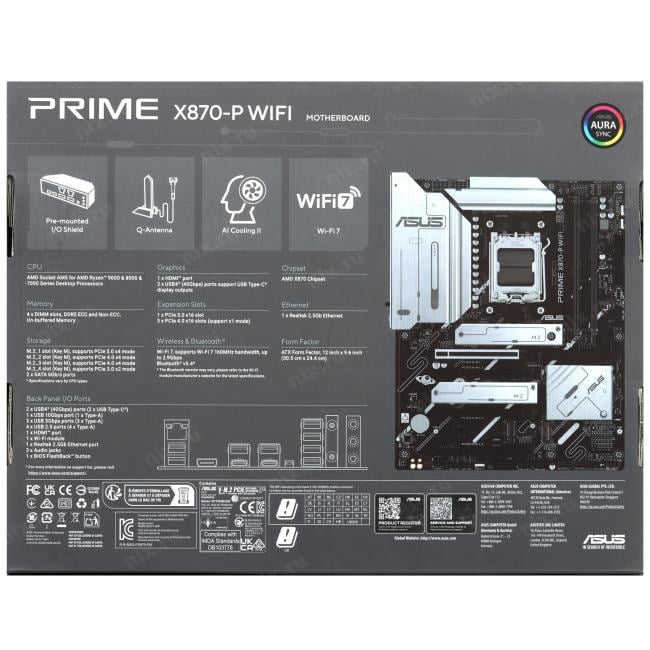 ASUS PRIME X870-P WIFI (RTL) AM5 <X870> 4xPCI-E HDMI  2.5GbLAN+WiFi+BT  SATA  ATX 4DDR5