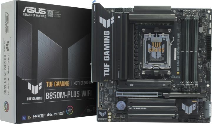 ASUS TUF GAMING B850M-PLUS WIFI (RTL) AM5 <B850> PCI-E HDMI+DP 2.5GbLAN+WiFi+BT SATA  MicroATX  4DDR5