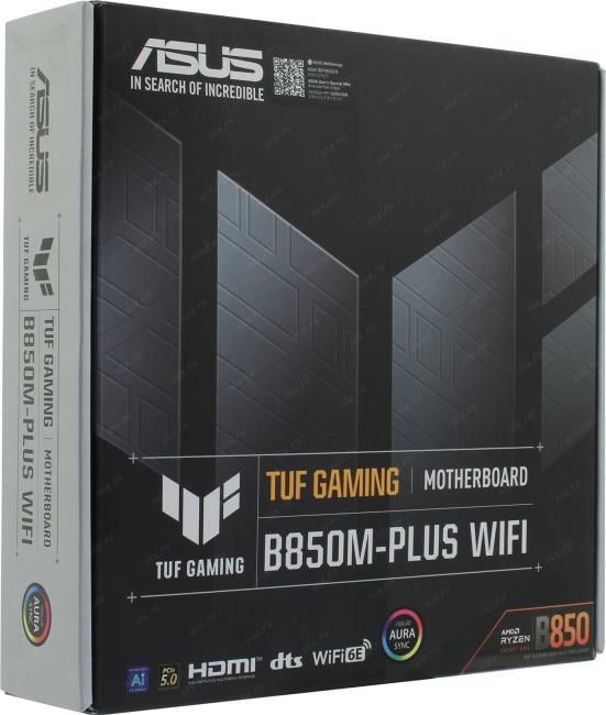 ASUS TUF GAMING B850M-PLUS WIFI (RTL) AM5 <B850> PCI-E HDMI+DP 2.5GbLAN+WiFi+BT SATA  MicroATX  4DDR5