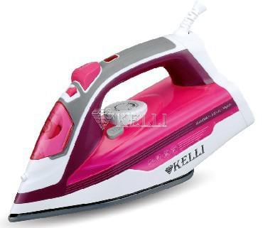 Паровой утюг Kelli Kl-1627. 2600 Вт., 220В, 50 Гц Подошва с керамическим покрытием, функция самоочистки, встроенный пульверизатор, паровой удар, вертикальная глажка, терморегулятор, регулятор пара, защита шнура от перекручивания, защита от перегрева, сетевой индикатор