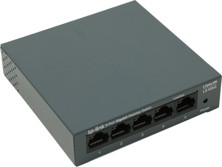 LS105G - Коммутатор, TP-Link, LS105G, Неуправляемый, настольный, 5-портовый 10/100/1000 Мбит/с с автосогласованием,авто-MDI/MDIX