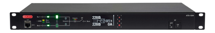 ATS-1204/16 ELEMY ATS, 1U, 220B, 16A, Индикация: OLED-дисплей, Мониторинг: WEB, SNMP, Modbus-TCP, Вход  (2)  C20,  Выход (