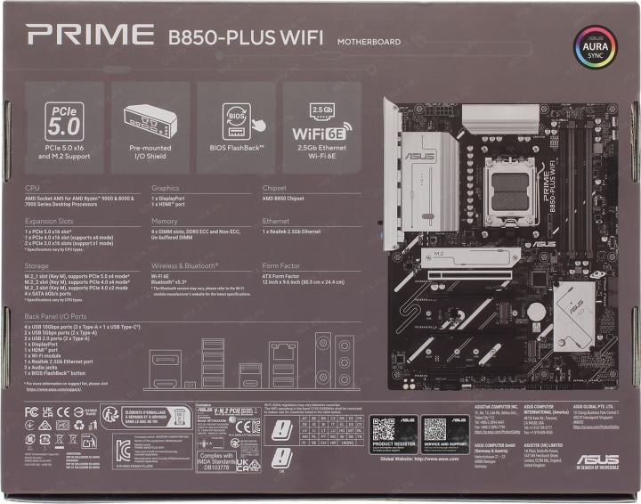 ASUS PRIME B850-PLUS WIFI (RTL) AM5 <B850> 4xPCI-E HDMI+DP 2.5GbLAN+WiFi+BT SATA  ATX  4DDR5