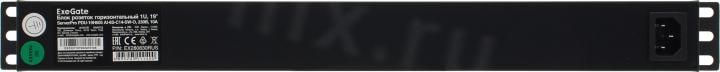 Exegate ServerPro PDU-19H605 Al-6S-C14-SW-O <EX280830RUS> Блок силовых розеток 19", чёрный  1U, 6 евророзеток