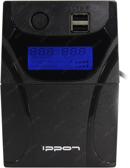UPS 500VA Ippon Back Power Pro II 500  LCD+USB+защита телефонной линии/RJ45