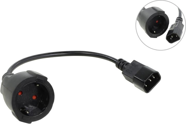 VCOM <CE002-CU0.75-0.15м> Кабель UPS -> устройство 220V (Розетка  Euro--> IEC-320-C14) 0.15м