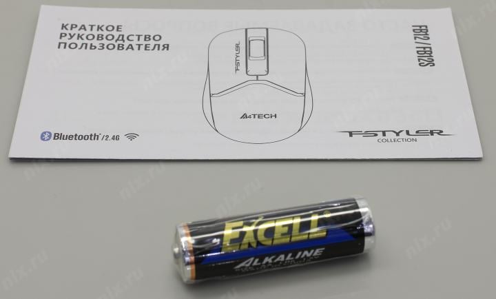 A4Tech FSTYLER Wireless&Bluetooth Optical Mouse <FB12 White>  (RTL) USB 3btn+Roll