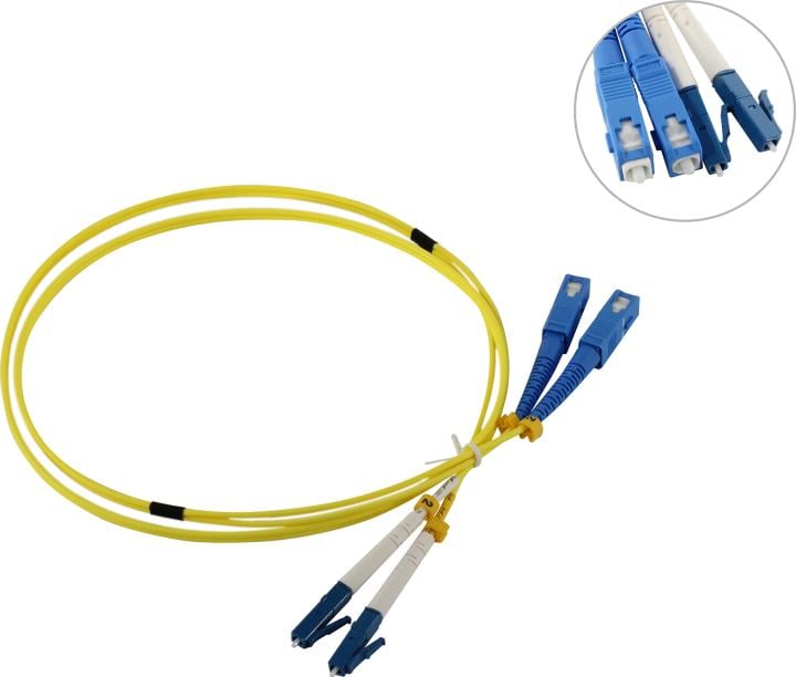Hyperline FC-D2-9-LC/UR-SC/UR-H-1M-LSZH-YL (FC-9-LC-SC-UPC-1M) Патч-корд волоконно-оптический (шнур) SM 9/125 (OS2), LC/UPC-SC/UPC, duplex, LSZH, 1 м