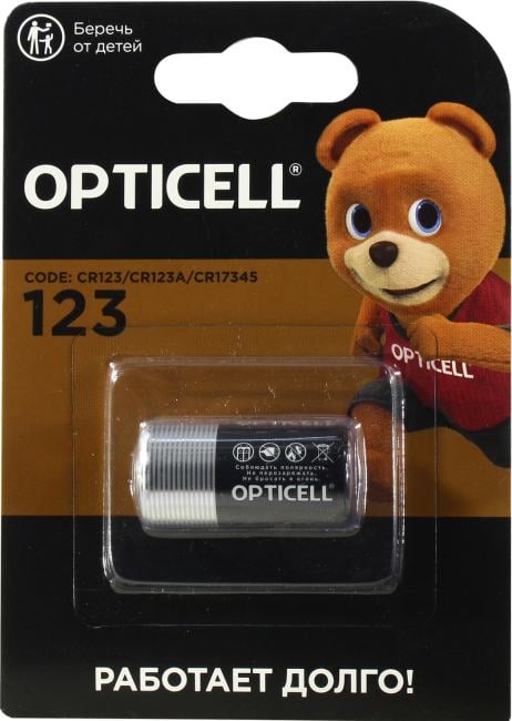 Батарейка OPTICELL CR123-1, CR123A, литиевая, 3В