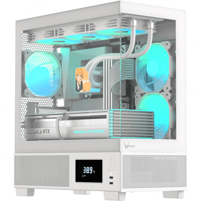 Formula V Line Crystal E1M White, MATX, USB3.0*2,  Switch Display Panel