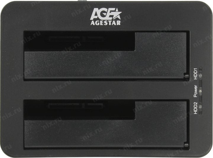 AgeStar <3UBT8-Black> SATA Docking Station (для  подключения  2x3.5"/2.5"SATA  HDD, USB3.0)