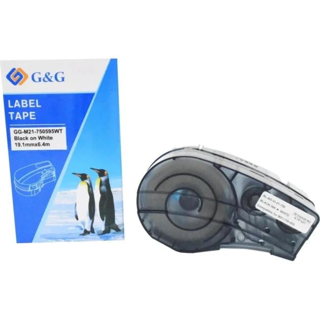 Картридж ленточный G&G GG-M21-750595WT черный на белом 19.1x6.4 для  Brady  BMP21-PLUS/BMP21-LAB