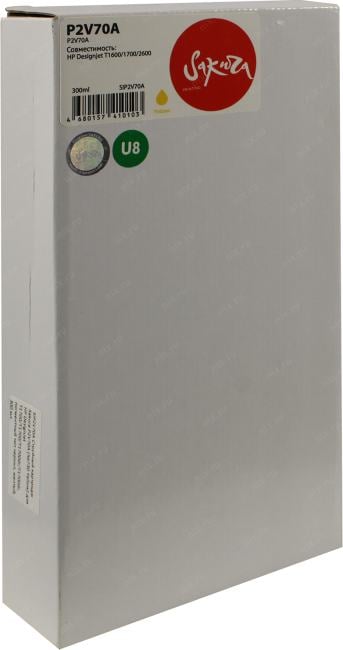 Картридж струйный SAKURA SIP2V70A (№730/P2V70A), желтый, совместимый