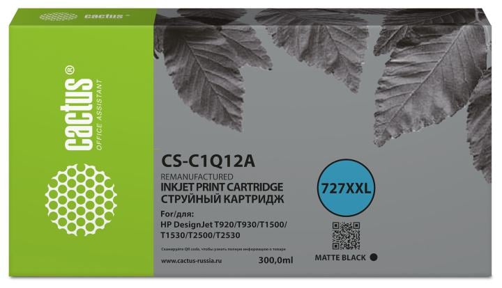 Картридж струйный Cactus CS-C1Q12A №727 черный (300мл) для  HP Designjet T920/T930/T1500/T1530