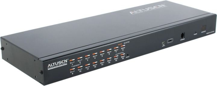 Переключатель KVM,  1 local user PS2+VGA+1 IP user => 16 cpu (PS2/USB/Sun+VGA)/RS232, без шнуров KH1516AI/KH1516AI-AX-G/ Cat 5 High-Density KVM over the NET.