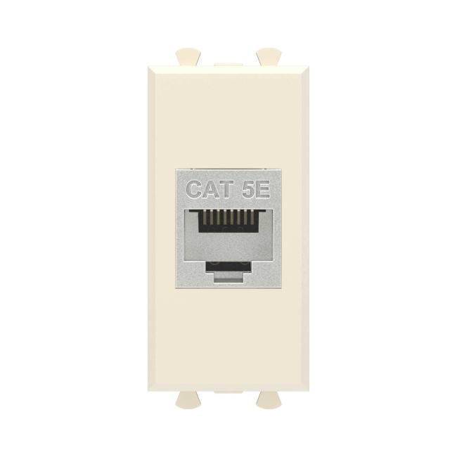 Розетка компьютерная DKC 4405761 RJ-45 без шторки модульная, кат.5е экранированная, Ванильная дымка,  1 модуль, Avanti
