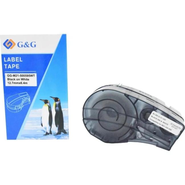 Картридж ленточный G&G GG-M21-500595WT черный на белом 12.7x6.4 для  Brady BMP21-PLUS, BMP21-LAB
