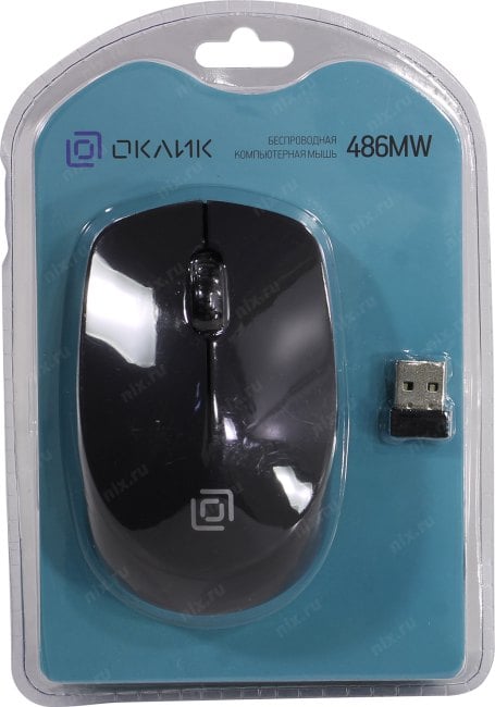 OKLICK Wireless Optical Mouse <486MW> <Black> (RTL) USB  3btn+Roll  <1196555>