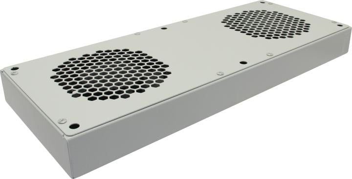 Вентиляторный модуль Rem R-FAN, 230V, 45х432х195 мм (ВхШхГ), вентиляторов: 2, 86 дБ, поток: 300 м3/ч, для шкафов ШТК, ШРН, ШТВ, цвет: серый