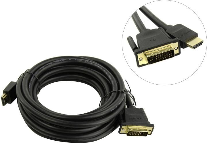 Кабель Vention ABFBJ, HDMI (M) → DVI-D (M), 5 м