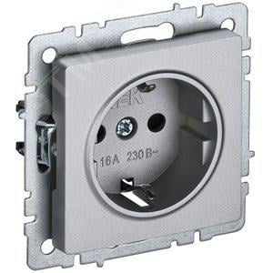 Розетка IEK BR-R11-16-K47 BRITE РС11-1-0-БрА 16А с заземл. без  защ. шторки алюм.