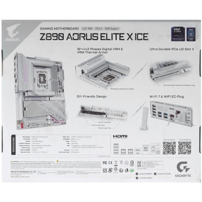 GIGABYTE Z890 AORUS ELITE X ICE (RTL) LGA1851 <Z890> 3xPCI-E 2.5GbLAN+WiFi+BT  SATA ATX 4DDR5