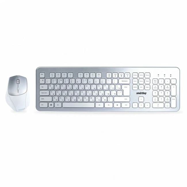 Комплект (клавиатура и мышь) SmartBuy 233616AG, беспроводной, USB, белый/серебристый (SBC-233616AG-SW)