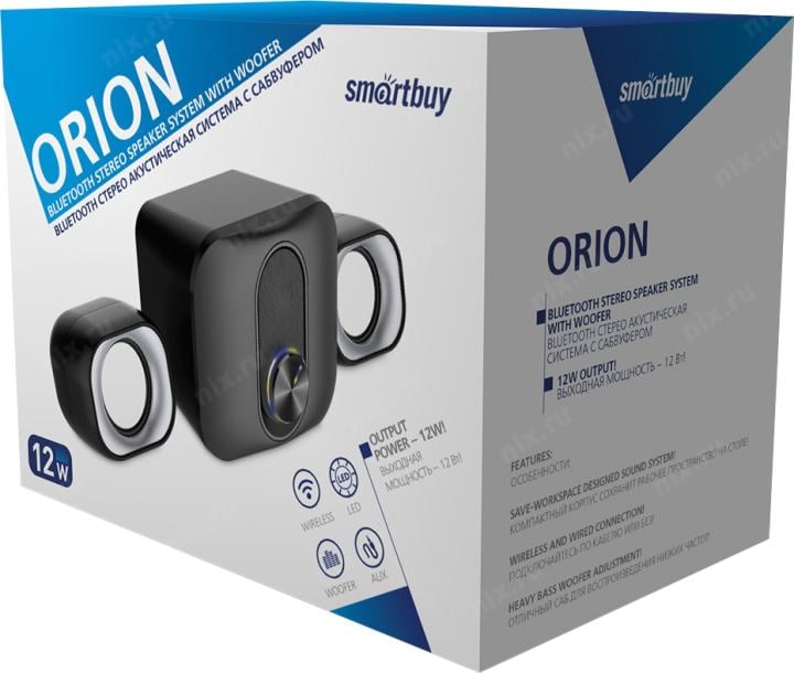 SBA-4400 Акустическая система 2.1 Smartbuy ORION, Bluetooth,  12Вт,  LED-подсветка,  черная (SBA-4400)