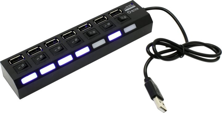 USB-хаб 5bites HB27-203PBK, 7×USB 2.0 Type A