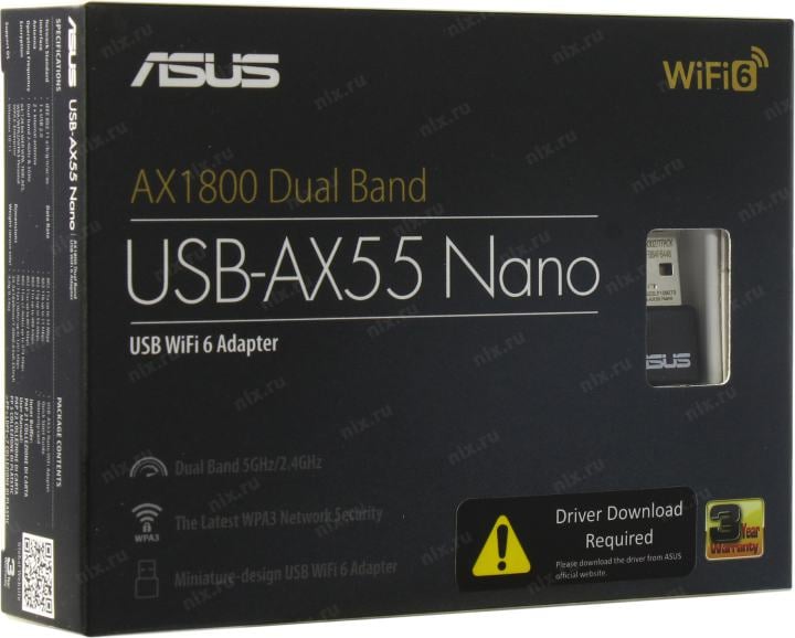 ASUS <USB-AX55 Nano> USB WiFi  Adapter (802.11a/b/g/n/ac/ax, USB2.0)