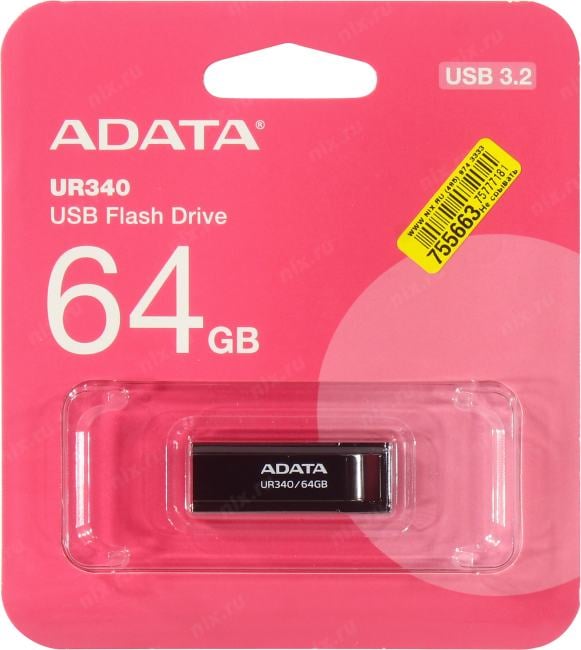 ADATA UR340 <AROY-UR340-64GBK> USB3.2  Flash Drive 64Gb