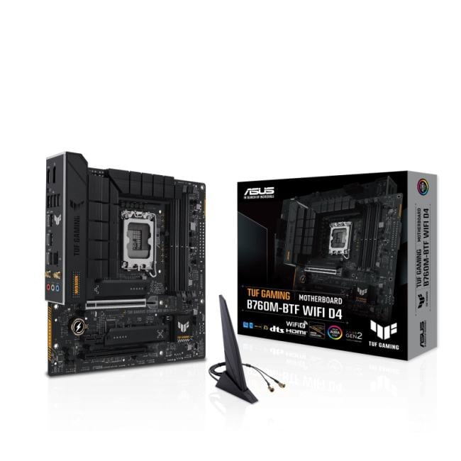 ASUS TUF GAMING B760M-BTF WIFI D4 (RTL) LGA1700 <B760> 2xPCI-E HDMI+DP 2.5GbLAN+WiFi+BT  SATA MicroATX 4DDR4