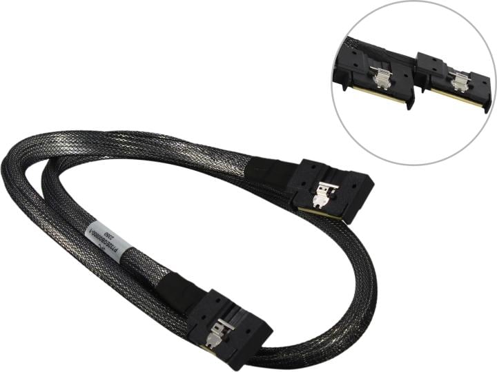 Кабель JPC P732EGB00800-1    Cable MCIO x8 74P (угловой Right Exit)  -TO-  MCIO x8 74P (угловой Right Exit) , 85 Ohm, L:80cm