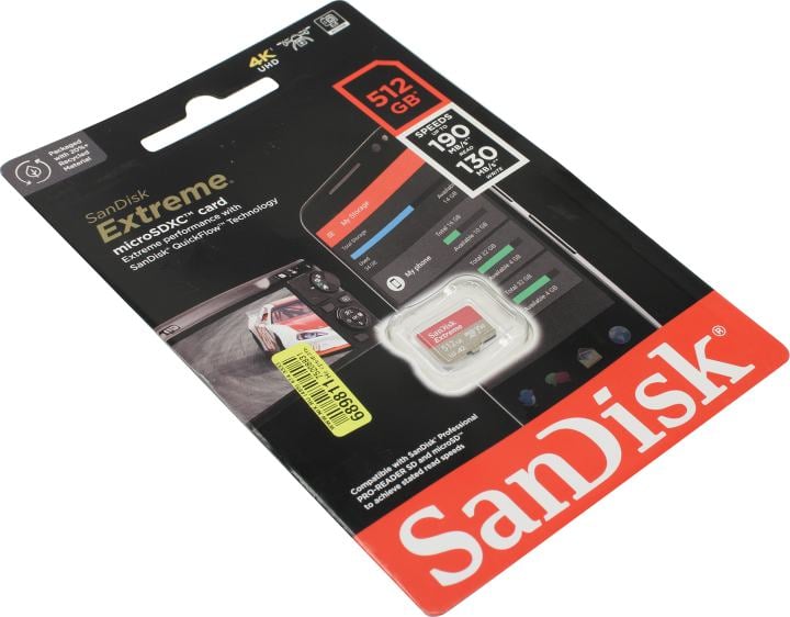 Карта памяти SanDisk SDSQXAV-512G-GN6MN, microSDXC, 512 ГБ, 190/130 МБ/с