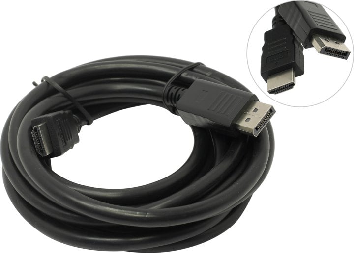 Кабель DisplayPort-HDMI GEMBIRD/CABLEXPERT CC-DP-HDMI-3M черный (3м, 20M/19M, экран, пакет) (CC-DP-HDMI-3M)