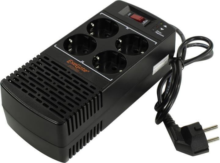 Стабилизатор Exegate Power AD5000-600 <EP285937RUS> (вх.150-280V, вых.220V±10%, 600VA,  4 розетки Euro)