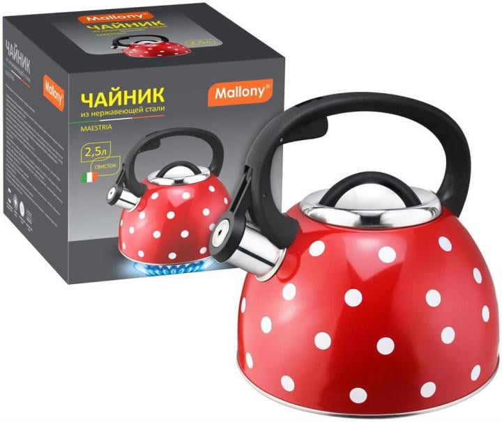 Чайник Mallony Maestria, 2.5 л, со свистком, 005176