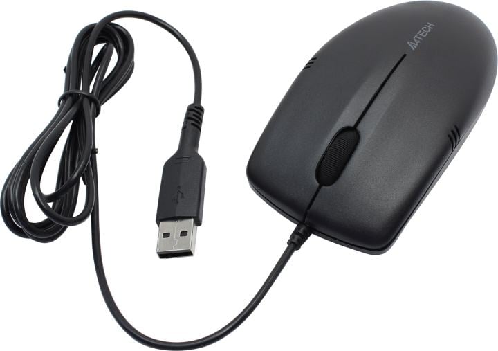 A4Tech Optical Wheel Mouse  (OP-530NU-Black)  (RTL) USB  3but+Roll