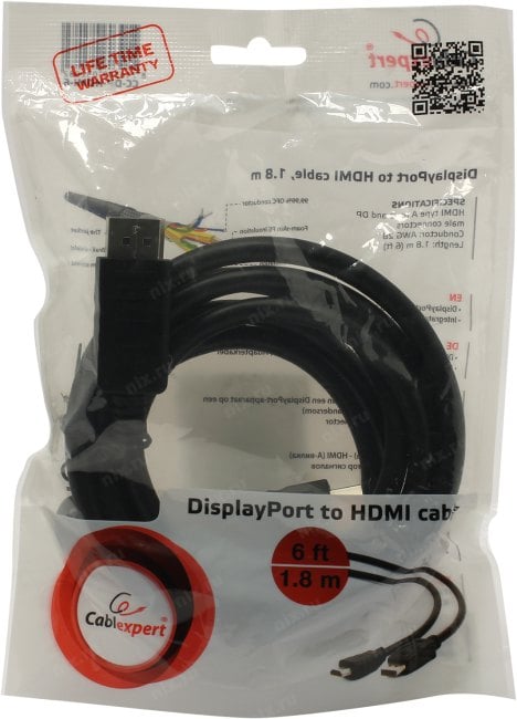 Cablexpert <CC-DP-HDMI-6> Кабель-переходник DisplayPort (M) ->  HDMI (M) 1.8м