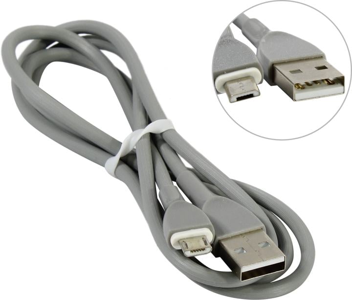 Кабель Perfeo U4021, USB-A -> micro USB, 1 м, 2.4A, силикон