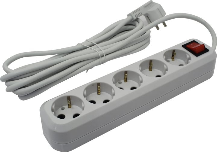 Сетевой фильтр 5bites SP5W-350 5 розеток, кабель 3x1.5мм?, 16А, корпус ABS, длина 5 м, цвет белый SP5W-350