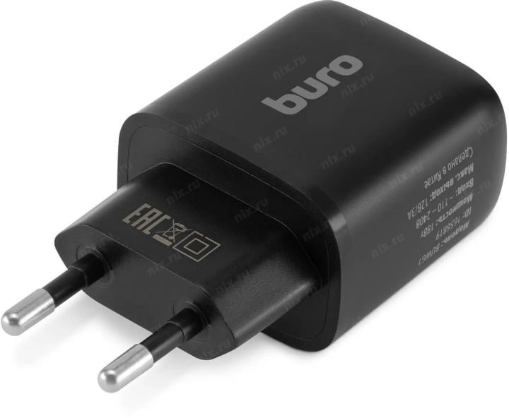 Сетевое зар./устр. Buro BUWG1 18W 3A (QC) USB-A  универсальное черный (BUWG18P100BK)