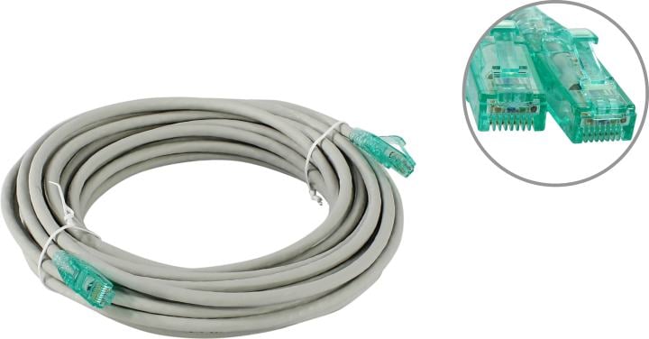 Патч-корд Hyperline PC-LPM-UTP-RJ45-RJ45-C6A-10M-LSZH-GY, Cat6a U/UTP, 10м, серый