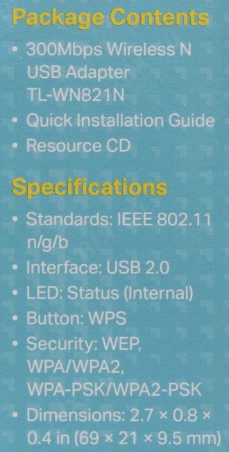 TP-LINK <TL-WN821N> Wireless N  USB Adapter(802.11b/g/n, 300Mbps)