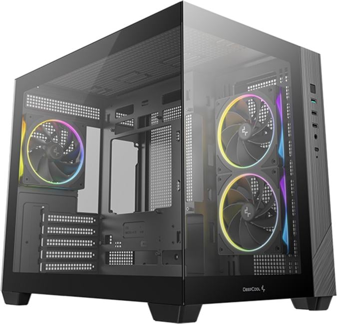 Minitower Deepcool CG330 3F <R-CG330-BKNGM3-G> Black MicroATX без  БП, с окном