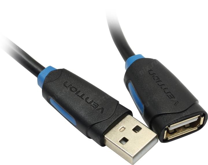 Кабель-удлинитель USB-USB, 2 м, черный, Vention CBCBH (CBCBH)