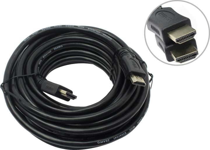 Кабель HDMI Wize [C-HM-HM-7.5M] 7.5 м, v.2.0, 19M/19M, 4K/60 Hz 4:2:0/30 Hz 4:4:4, Ethernet, позол.разъемы, экран, черный, пакет