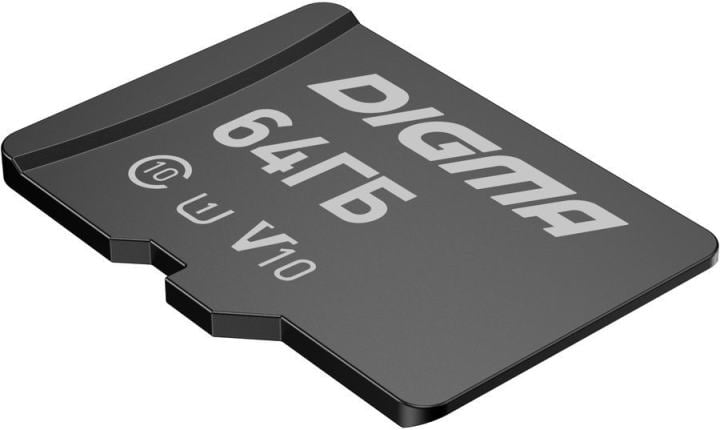 Digma <DGFCA064A01> microSDXC 64Gb UHS-I U1 Class10 V10 +  microSD-->SD  Adapter