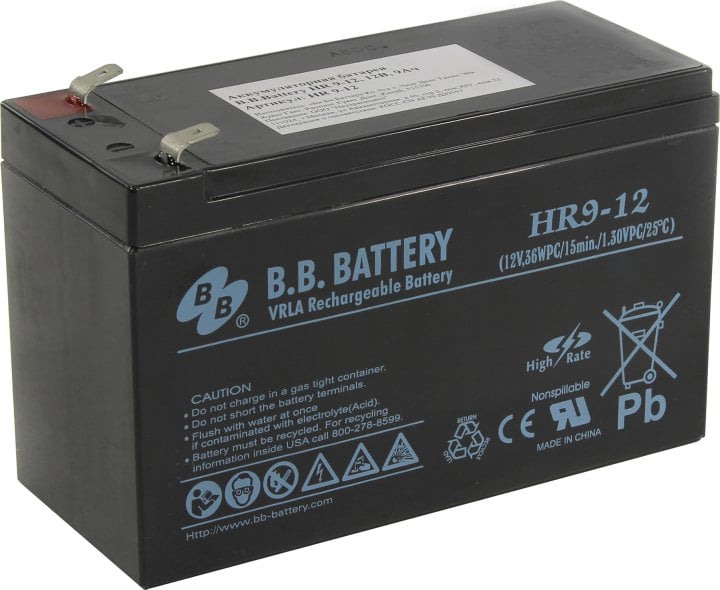 Аккумулятор B.B. Battery HR 9-12, 12В 9Ач, клеммы F2